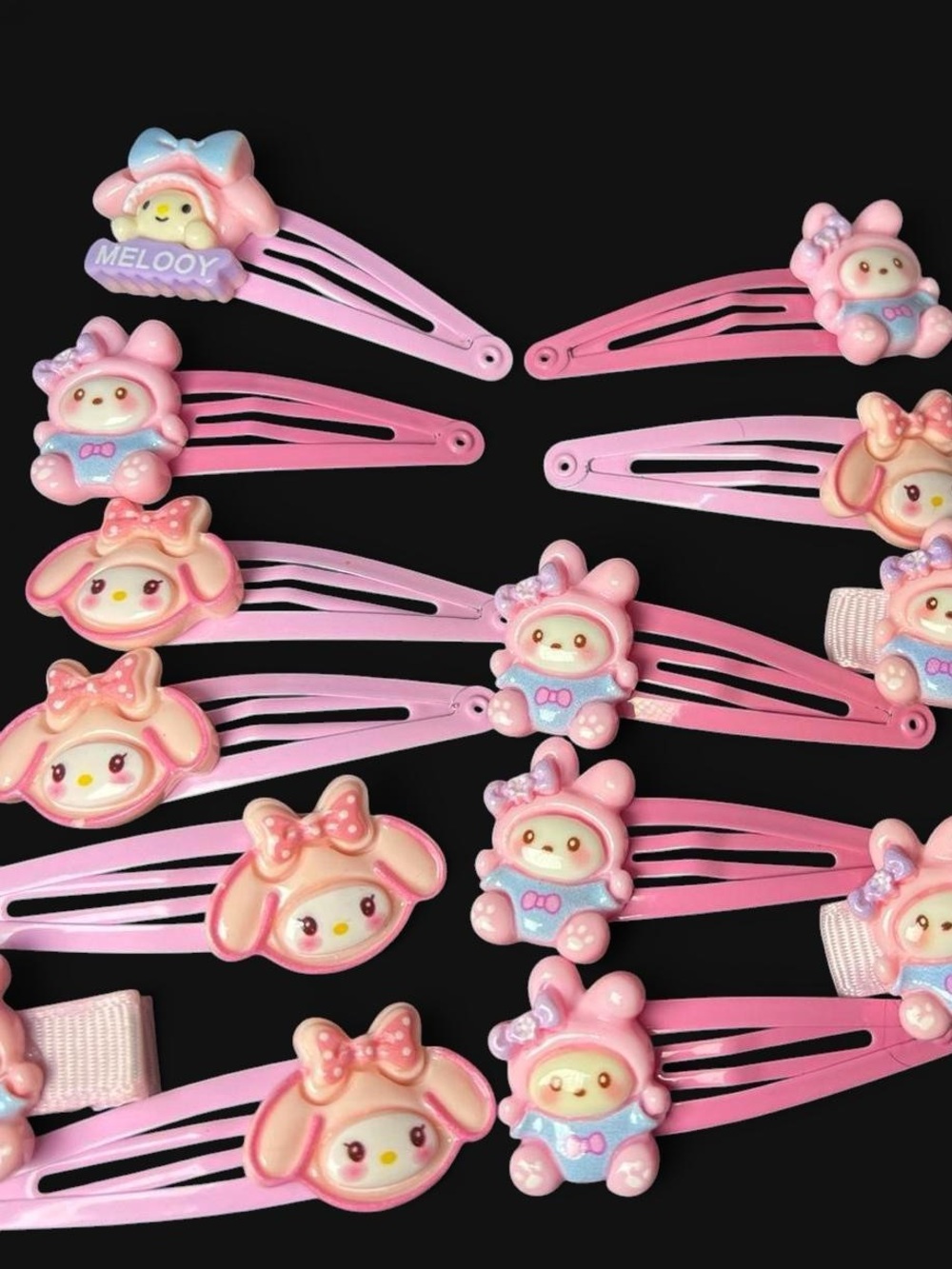 18 PC Pink Multicolor MyMelody Hair Clips Kawaii hair accessories